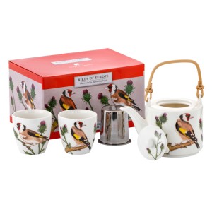 Zestaw dzbanek z zaparzaczem i dwoma kubkami szczygieł marco polo
