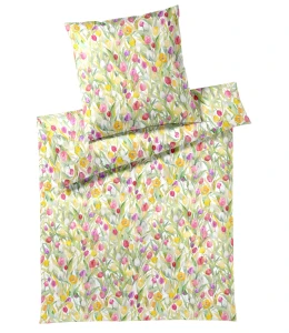 Pościel satyna jedwabista Elegante Tulpen 24565-00 White