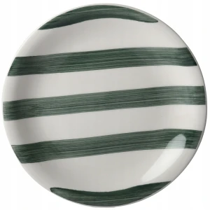 Talerz ceramiczny deserowy 19 cm w zielone paski