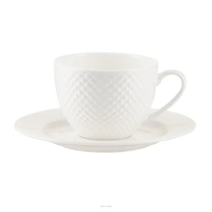 Filiżanka do kawy herbaty porcelanowa 250 ml ze spodkiem Bari White Villa Italia