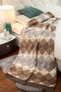 Koc 150/200 cm  romby w kratkę cotton cloud