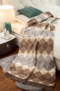 Koc 150/200 cm  romby w kratkę cotton cloud