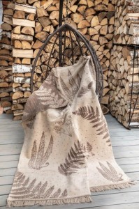 Koc 150/200 cm botaniczny brązowy cotton cloud