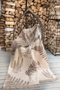Koc 150/200 cm botaniczny brązowy cotton cloud