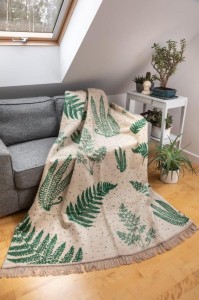 Koc 150/200 cm botaniczny zielony cotton cloud