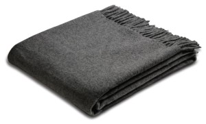 Pled 130/170 cm wełniany anthracite wool biederlack