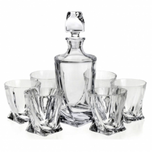 Zestaw do whiskey 6szt. szklanek + 1 kryształ Quadro Bohemia