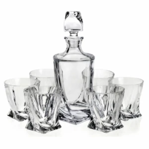Zestaw do whiskey 6szt. szklanek + 1 kryształ Quadro Bohemia