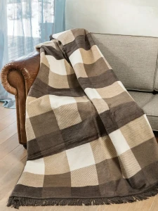 Koc 150/200 cm pasy w kratkę cotton cloud