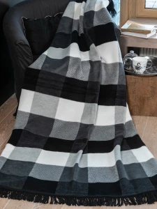 Koc 150/200 cm pasy w kratkę cotton cloud