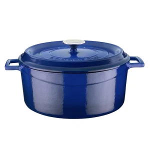 Garnek żeliwny emaliowany okrągły 28cm niebieski lava